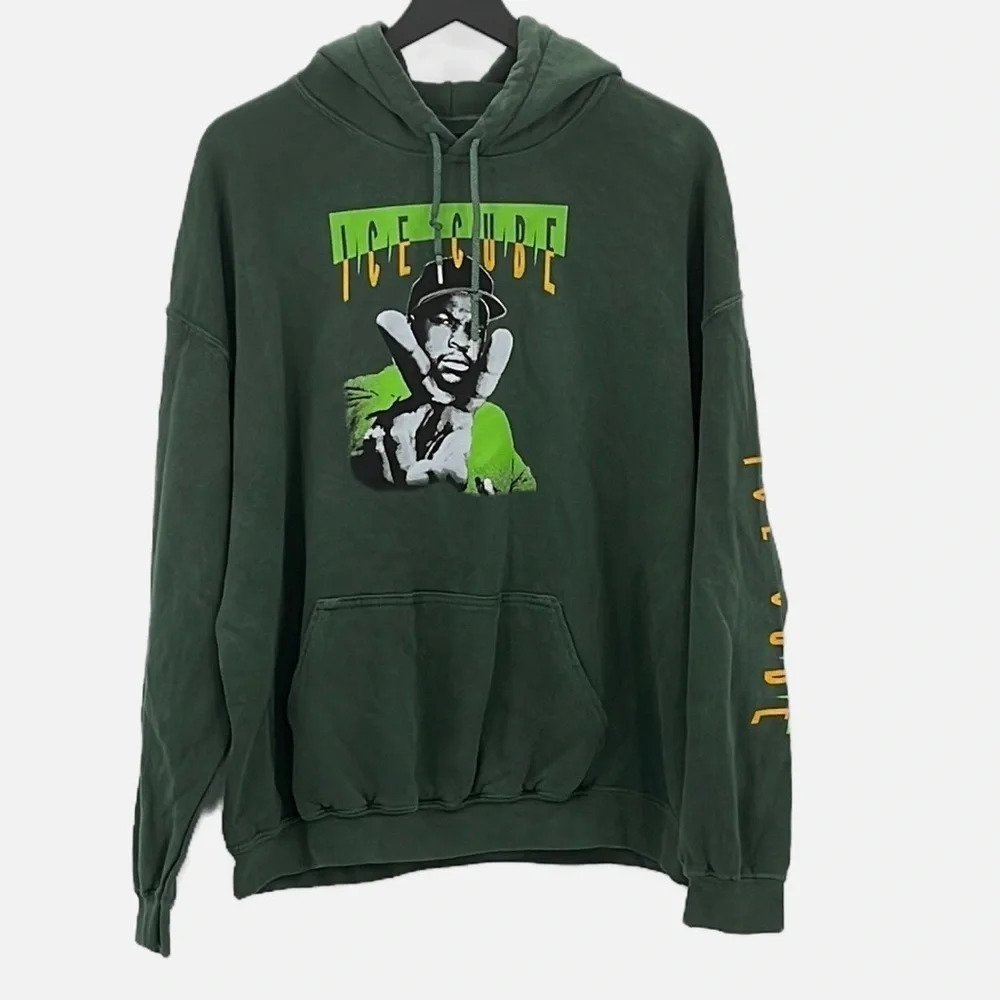 Ice Cube Official Merchandise Peace Out Hoodie in Green - Size Medium